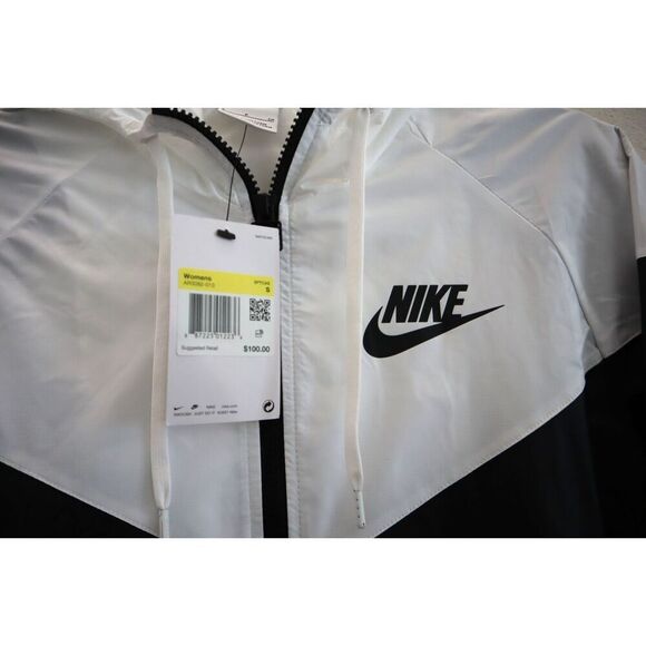 Nike AR3092-010 Women's Sz S Black/White Windrunner Hooded Jacket - Picture 4 of 11